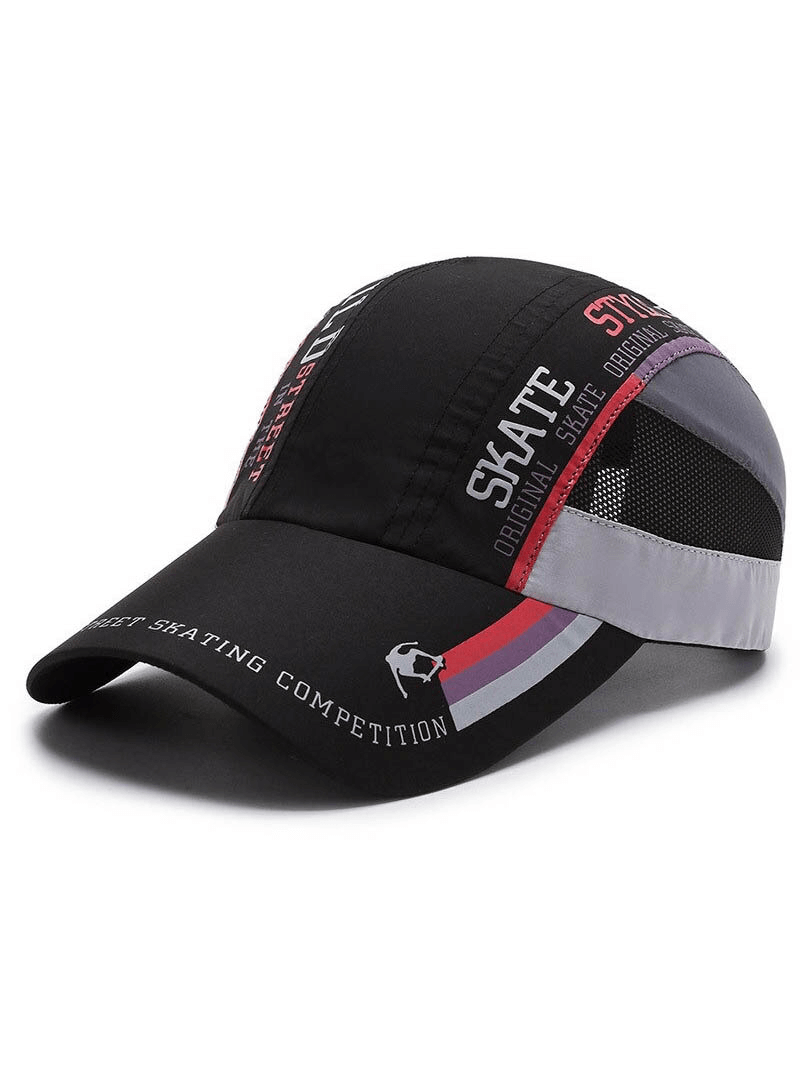 Stylish unisex breathable baseball cap with patchwork design, perfect for outdoor sports and activities. Adjustable, lightweight polyester hat.